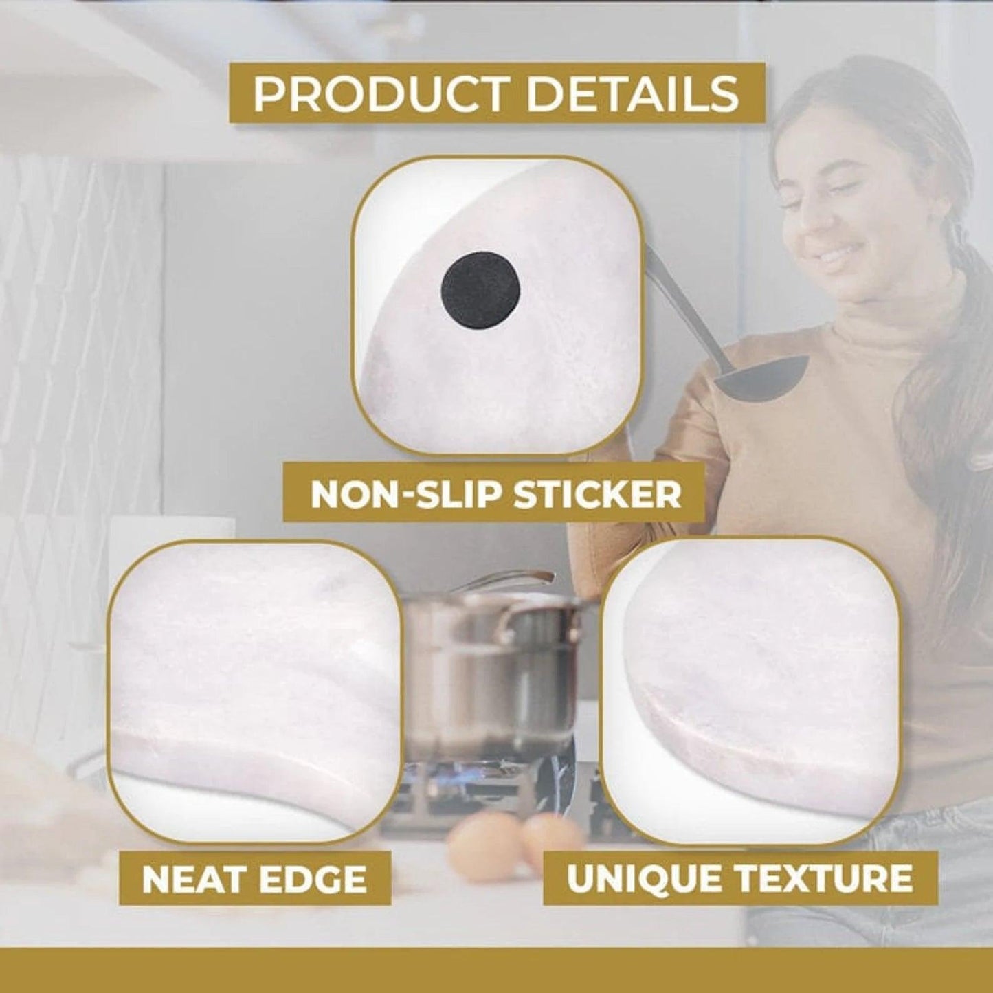 Marble Spoon Rest, Utensil Holder and Versatile Kitchen Counter Accessory with Adhesive Stickers for Secure Placement, 8L x 5.5W x 1H Inches, and Effortless Style and Functionality