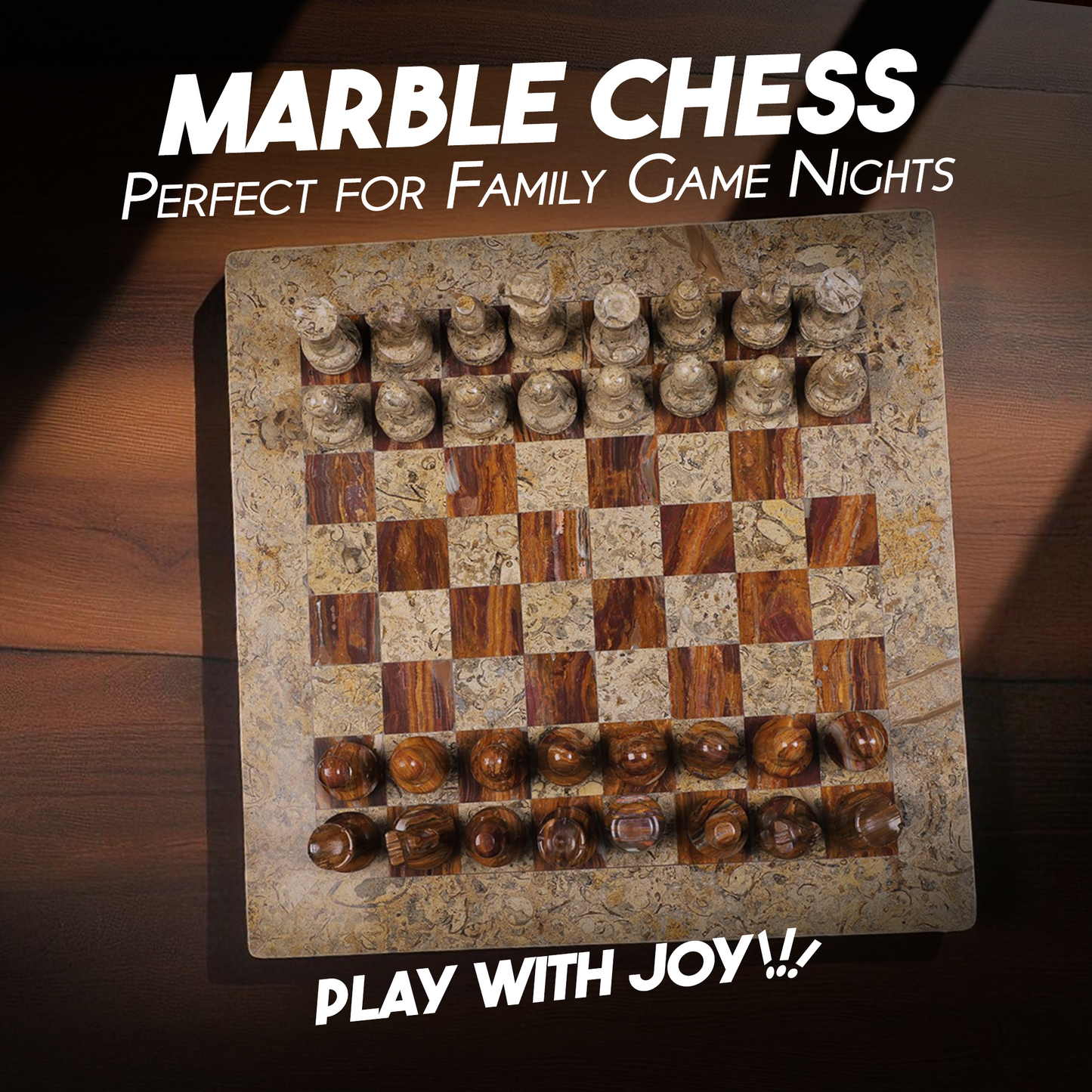 Marble Hives Luxury Handmade Marble Chess Set β Brown and Coral