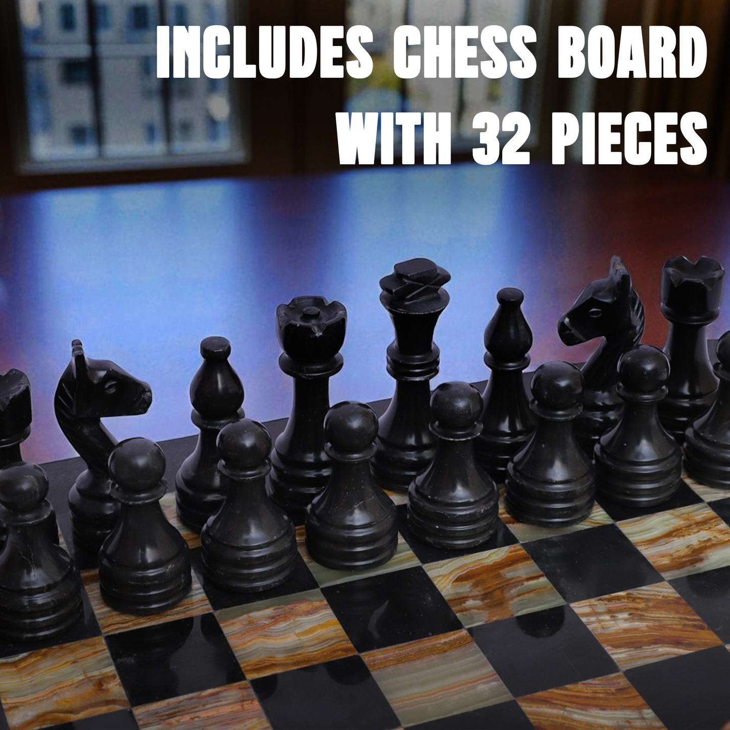 Marble Hives Luxury Handmade Marble Chess Set –Green & Black