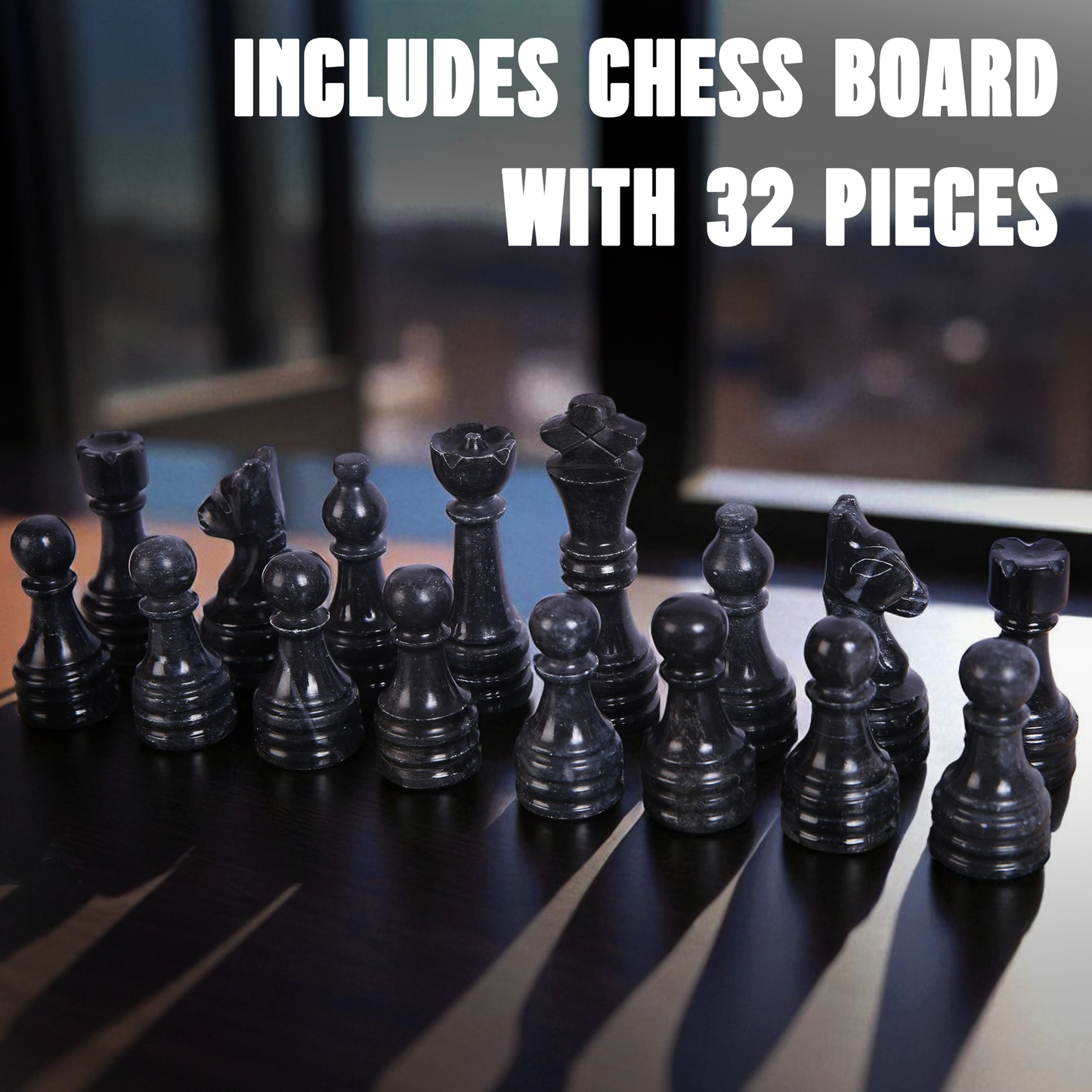 Marble Hives Luxury Handmade Marble Chess Set – Green and Black