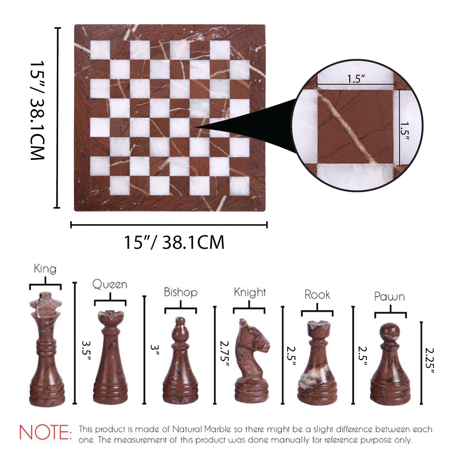 Marble Hives Luxury Handmade Marble Chess Set β Marina & White Ziarat (12 x 12 Inches) - Chess Sets for Adults - Premium Quality Chess Boards - Fancy Chess Boards