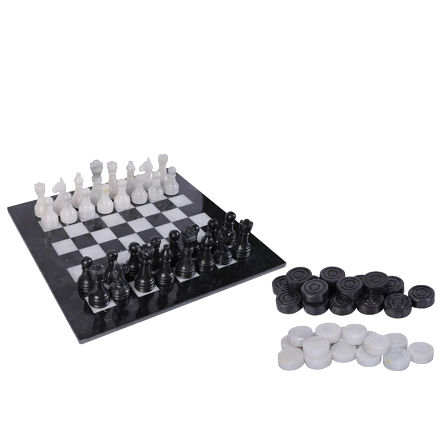 Marble HIves Luxury Handmade Marble Chess Set - Black adn White -12 Inch