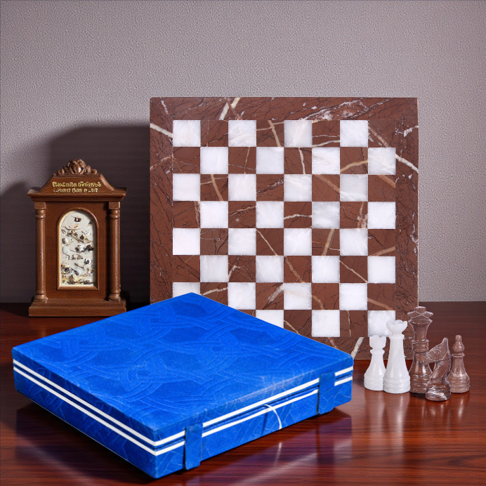 Marble Hives Luxury Handmade Marble Chess Set β Marina & White Ziarat (12 x 12 Inches) - Chess Sets for Adults - Premium Quality Chess Boards - Fancy Chess Boards