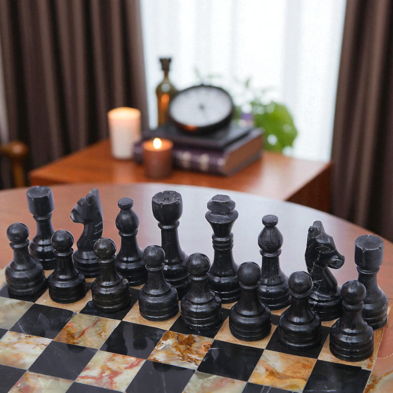 Marble Hives Luxury Handmade Marble Chess Set β Green & Black -15 Inch