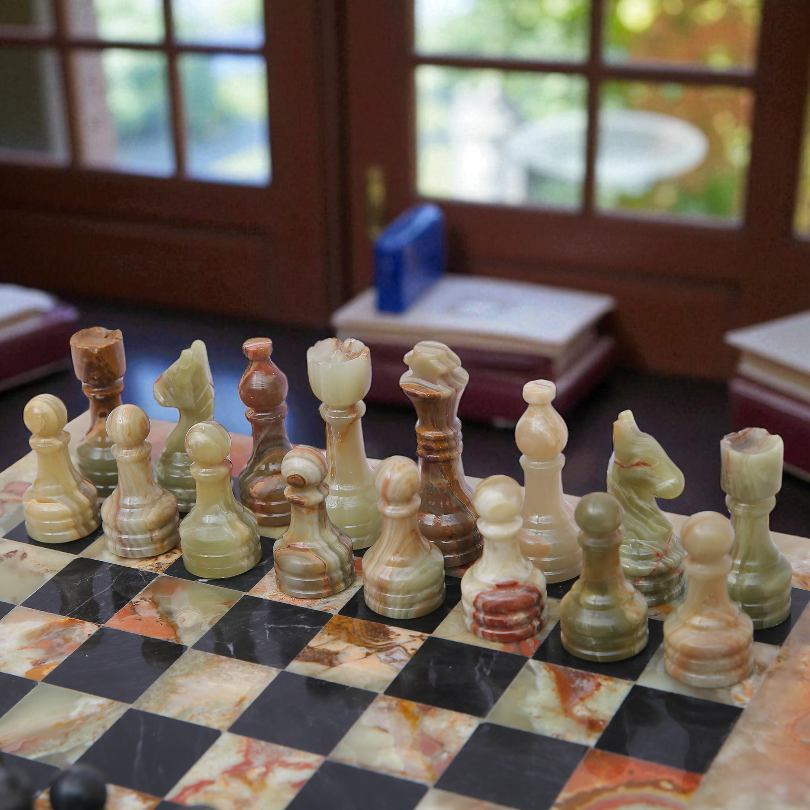 Marble Hives Luxury Handmade Marble Chess Set β Green & Black -15 Inch
