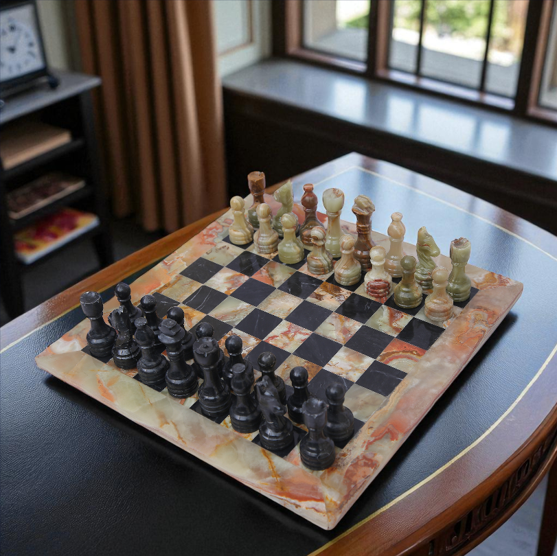 Marble Hives Luxury Handmade Marble Chess Set β Green & Black -15 Inch