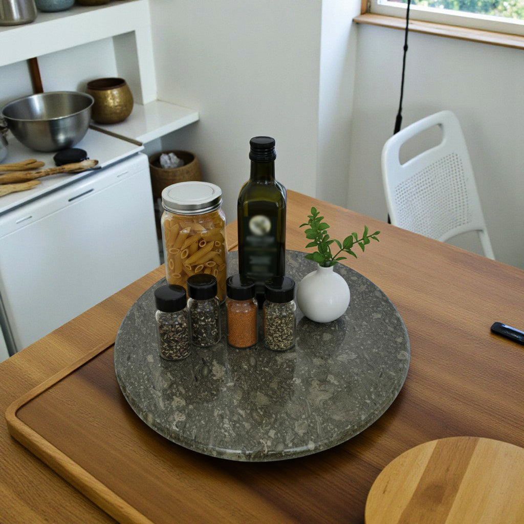Marble Lazy Susan 16 Inch Grey