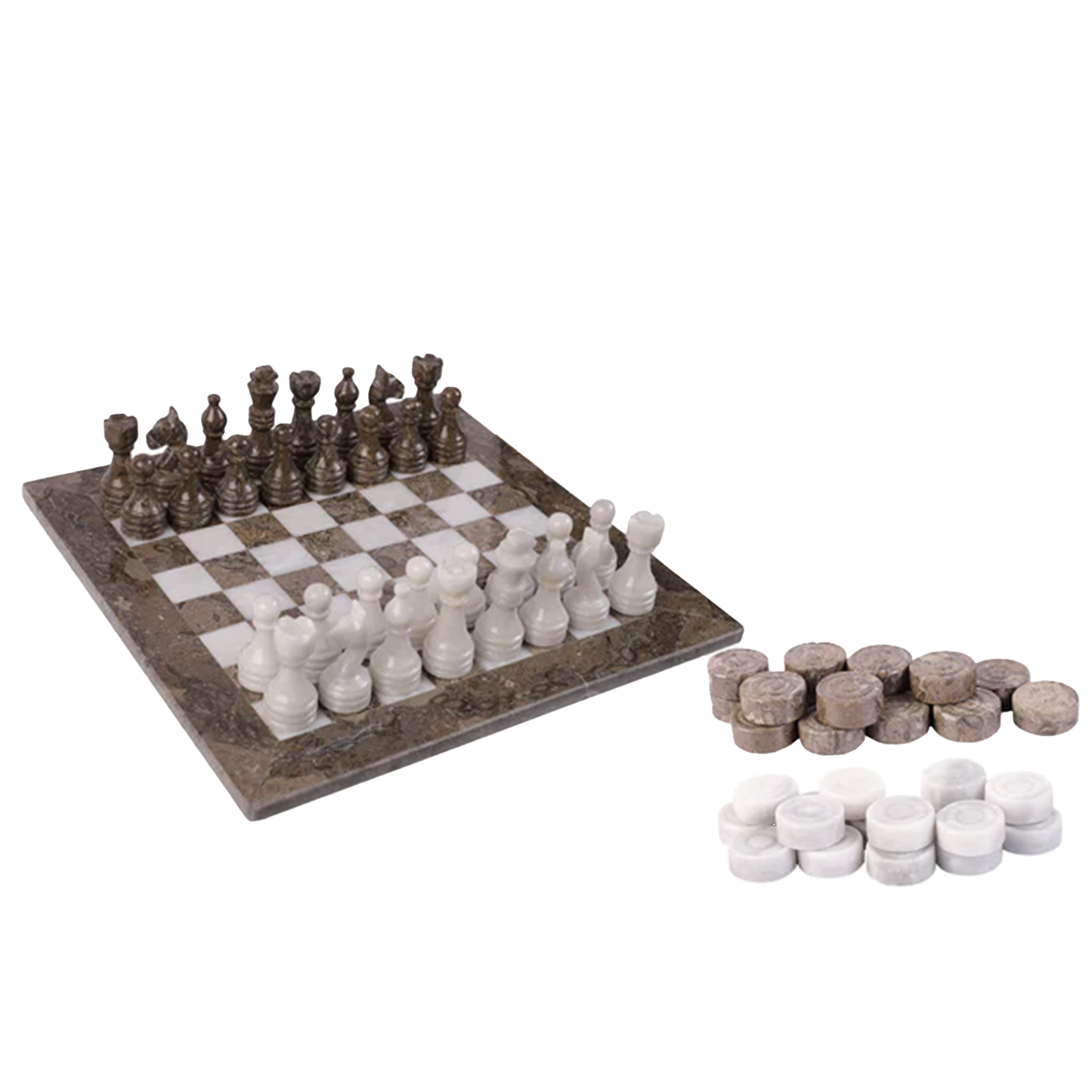 Marble Hives Luxury Handmade Marble Chess Set – Oceanic & White-12 Inch