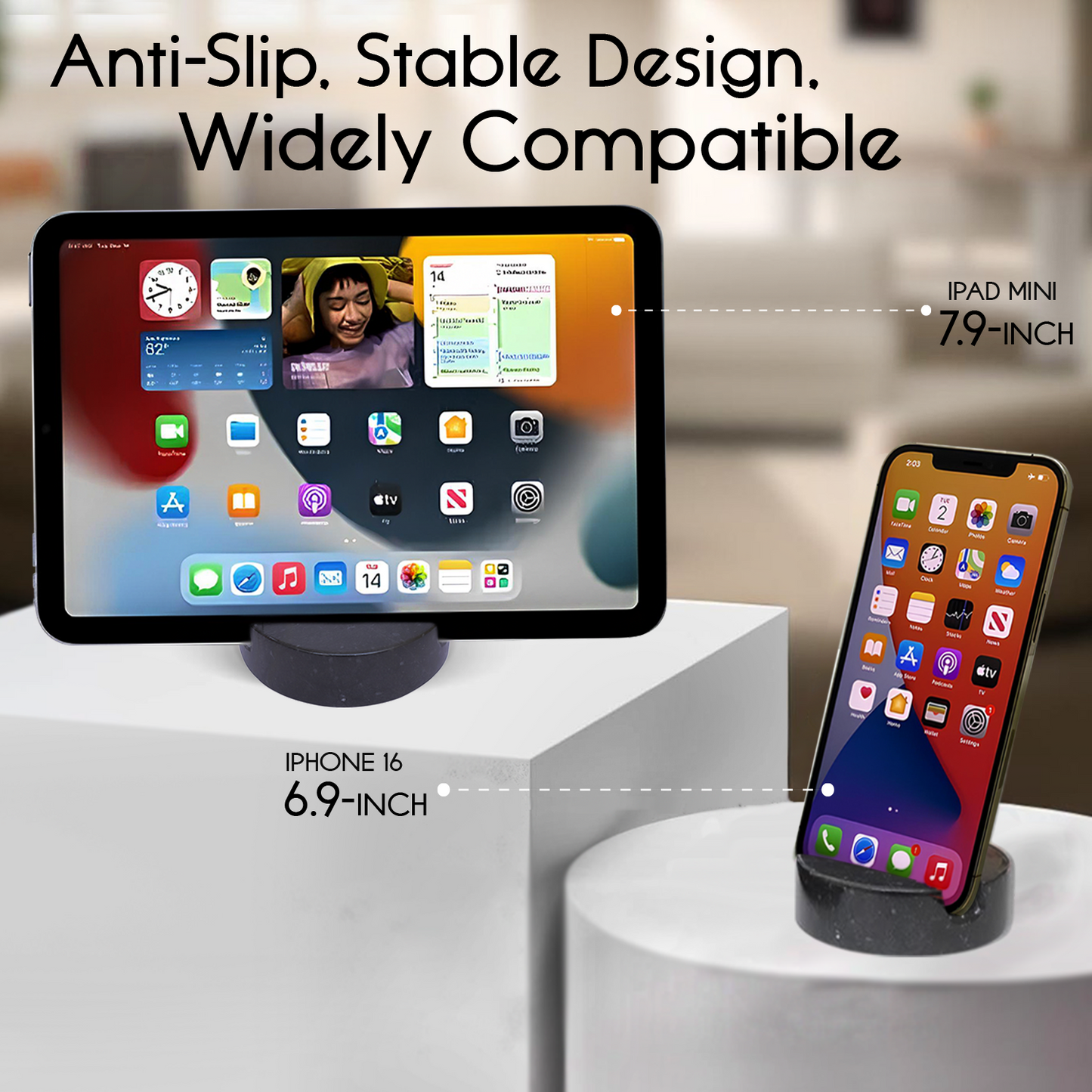 Marble Mobile Holder - Black