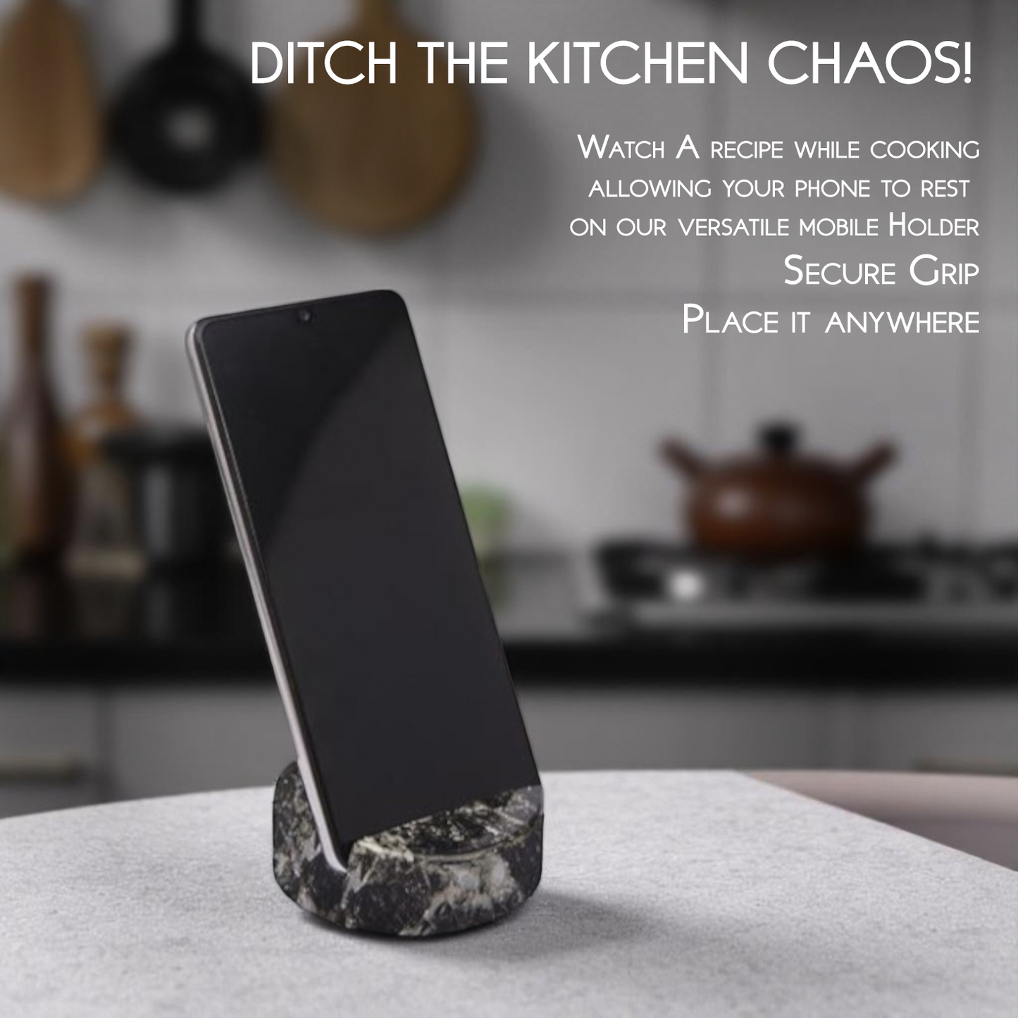 Marble Mobile Holder - Black Zebra