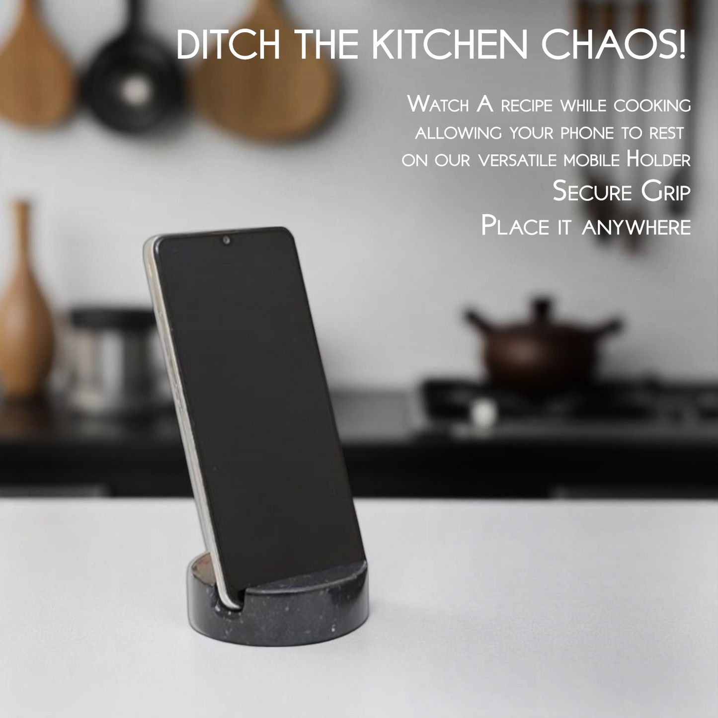 Marble Mobile Holder - Black