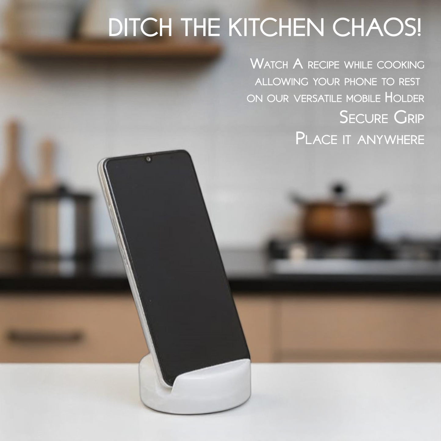 Marble Mobile Holder - White