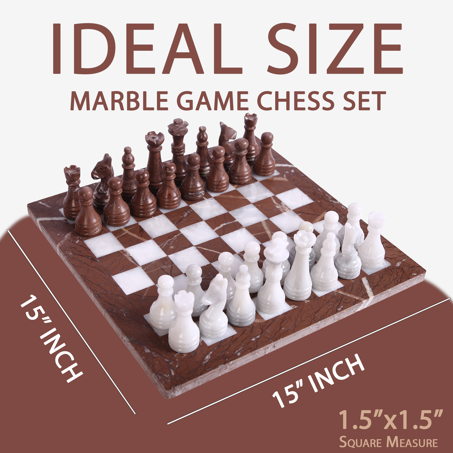 Marble Hives Luxury Handmade Marble Chess Set β Marina & White Ziarat (12 x 12 Inches) - Chess Sets for Adults - Premium Quality Chess Boards - Fancy Chess Boards