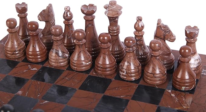Handmade Marble Chess Set - Marina & Black (15 x 15 Inches) - Chess Sets for Adults - Premium Quality Chess Boards - Fancy Chess Boards