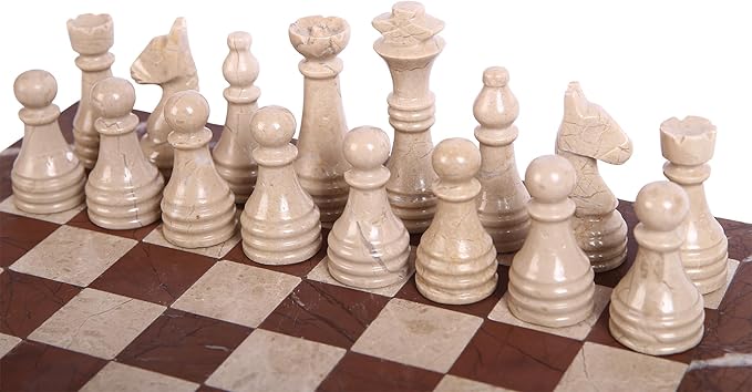 Handmade Marble Chess Set - Marina & Virona (15 x 15 Inches) - Chess Sets for Adults - Premium Quality Chess Boards - Fancy Chess Boards