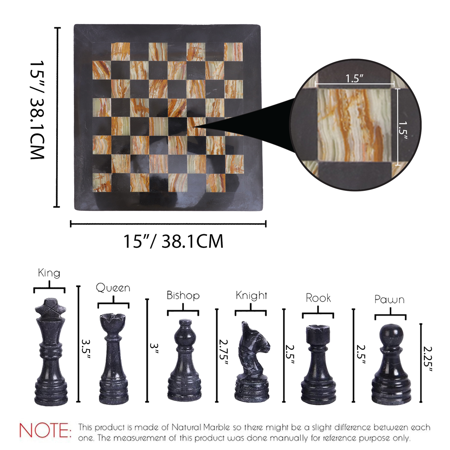 Marble Hives Luxury Handmade Marble Chess Set –Green & Black