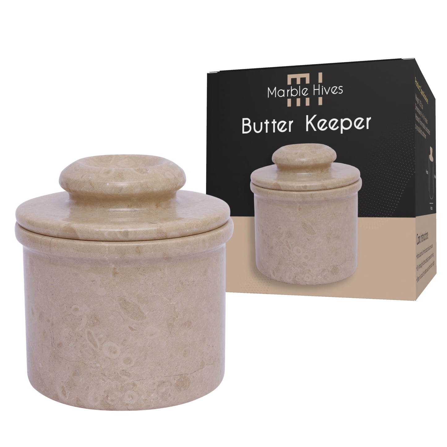 Marble Butter Crock With Lid- Perfect Butter Keeper Crock- Classic Butter Bowl- Stylish French Butter Keeper - Purely Handcrafted Natural Marble