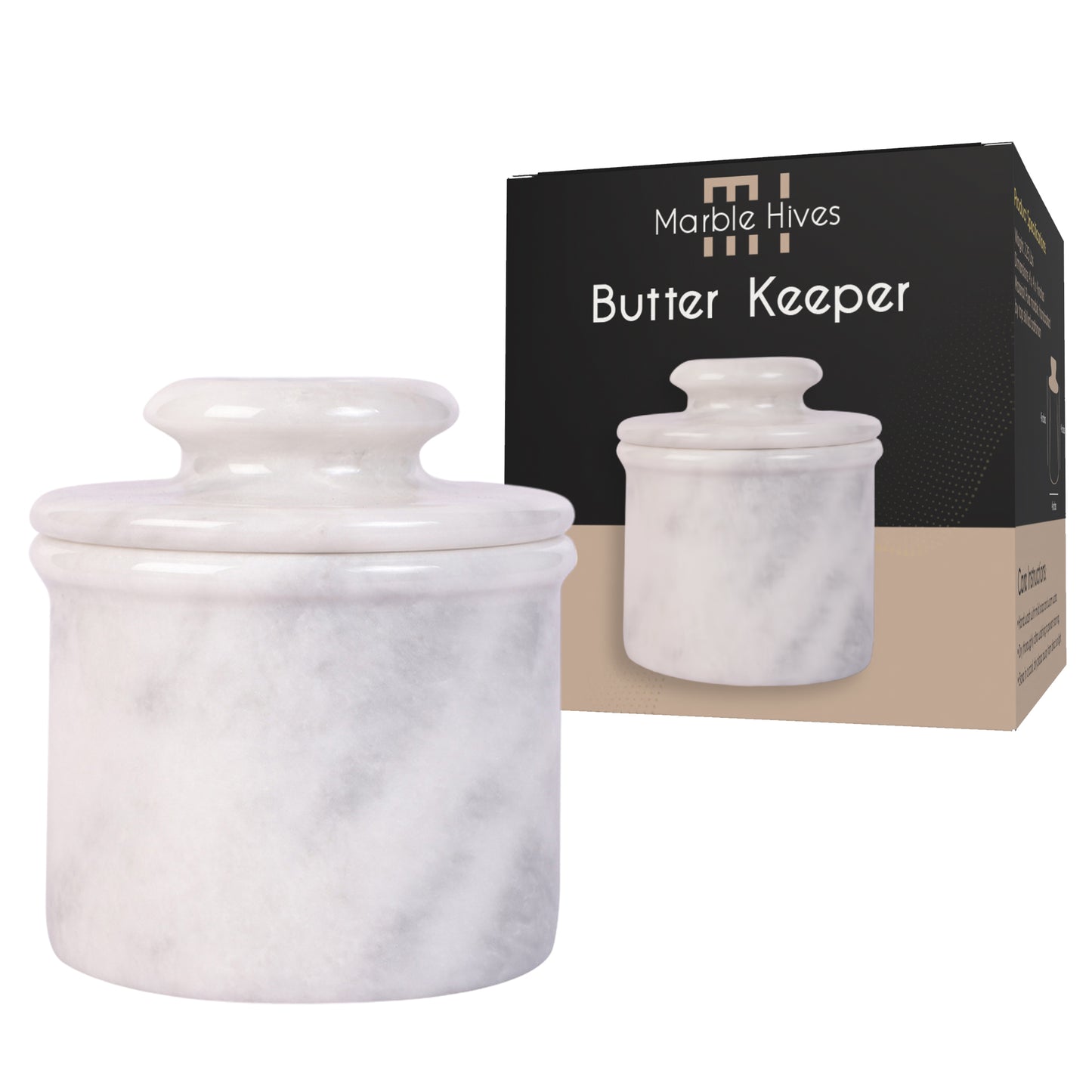 Marble Butter Crock With Lid- Perfect Butter Keeper Crock- Classic Butter Bowl- Stylish French Butter Keeper - Purely Handcrafted Natural Marble