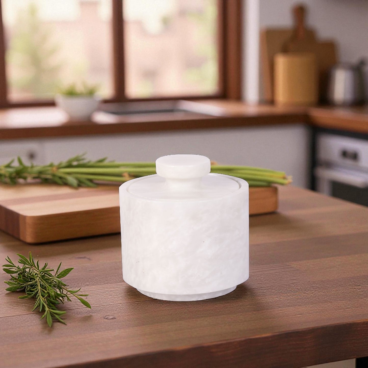 Marble Salt Cellar Set with Lid (Pack of 2) White and Black Zebra