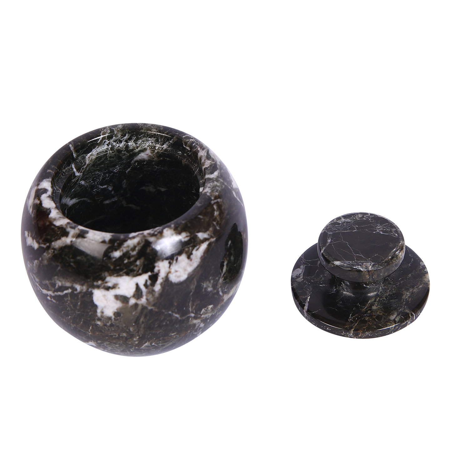 Marble Salt Cellar with Lid- Pack of 2 Marble Salt and Pepper Bowls- Salt Holder with Lid to Put Salt, Paprika, Pepper, and Spice
