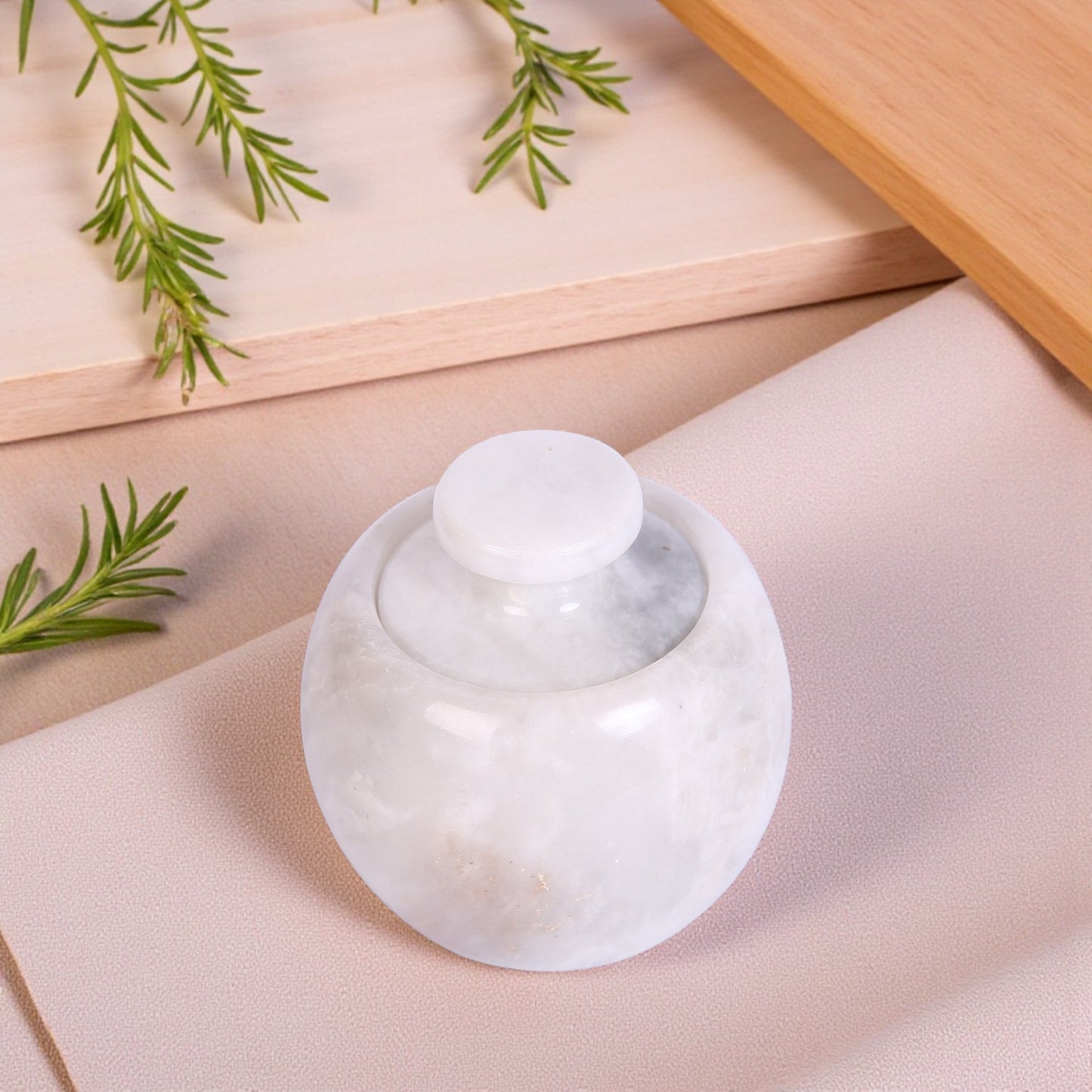 Marble Salt Cellar with Lid- Pack of 2 White and Black Zebra