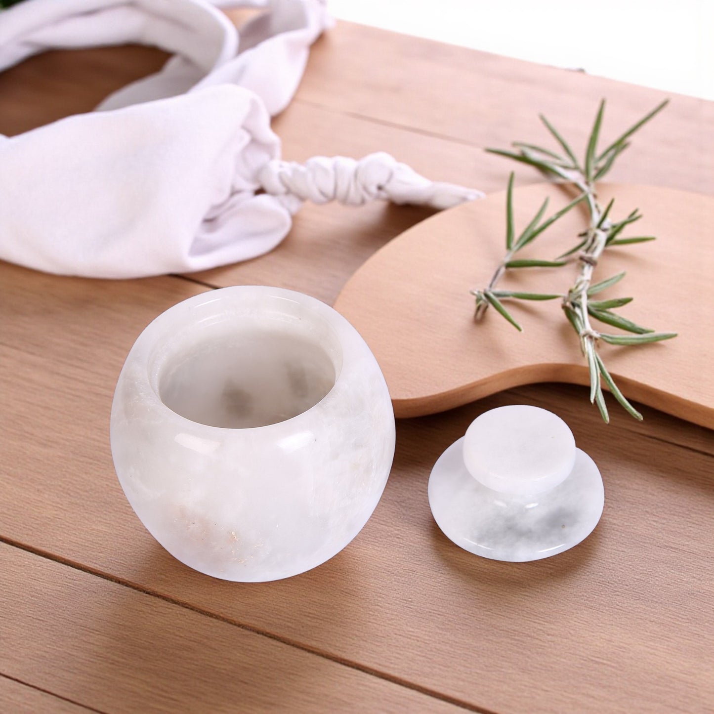 Marble Salt Cellar with Lid- Pack of 2 White and Black Zebra