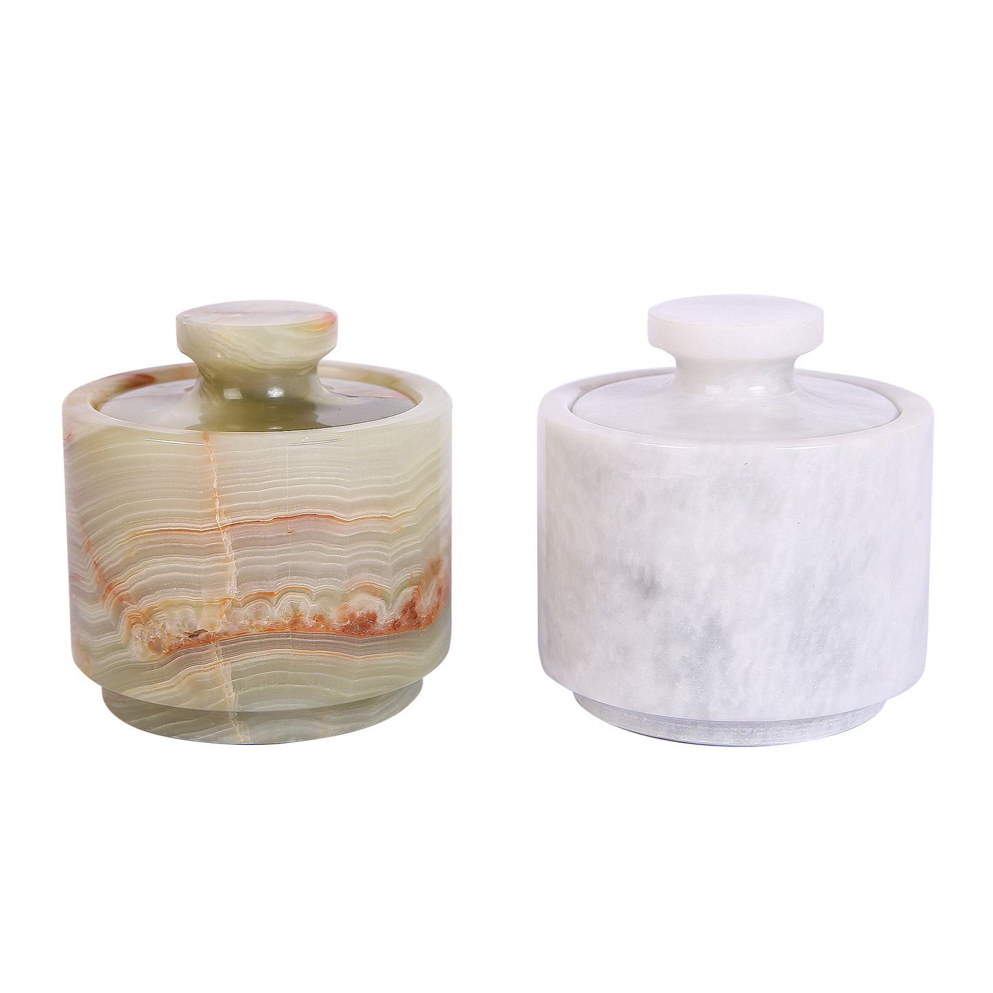 Marble Salt Cellar with Lid- Pack of 2 Marble Salt and Pepper Bowls- Salt Holder with Lid to Put Salt, Paprika, Pepper, and Spice