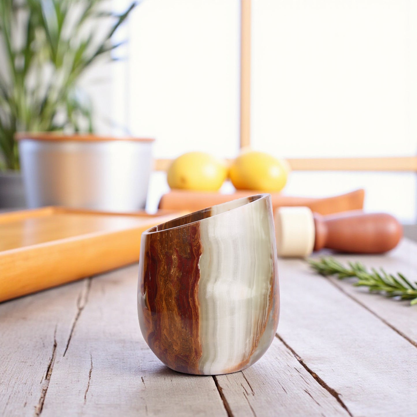 Marble Wine Chiller Slanted Shape - Onyx