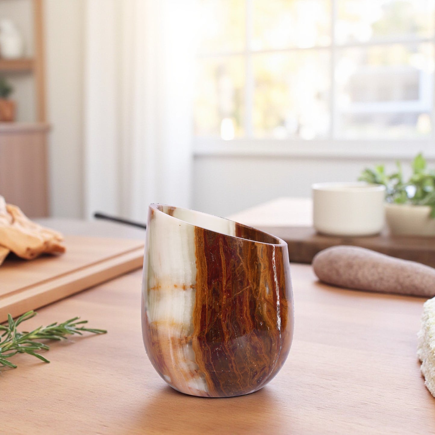 Marble Wine Chiller Slanted Shape - Onyx