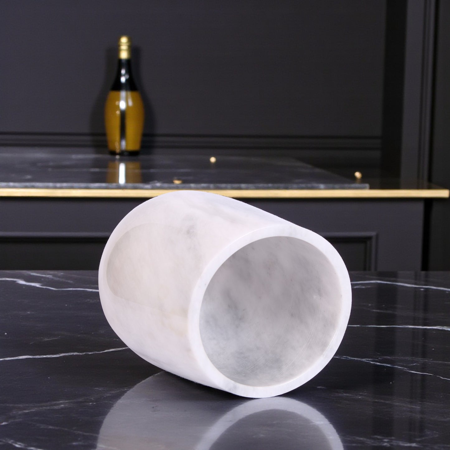 Marble Wine Chiller Slanted Shape - White