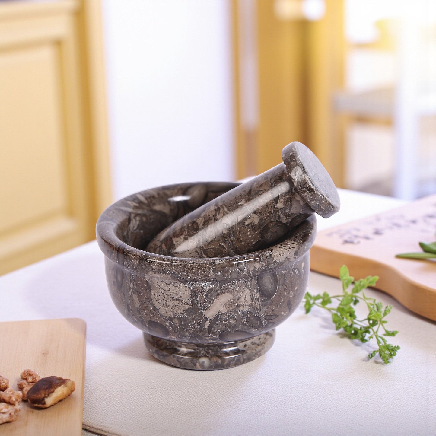 Marble Mortar and Pestle Set (4 inches) Grey