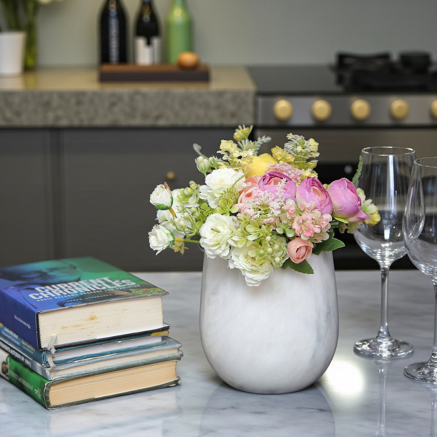 Marble Wine Chiller Slanted Shape - White
