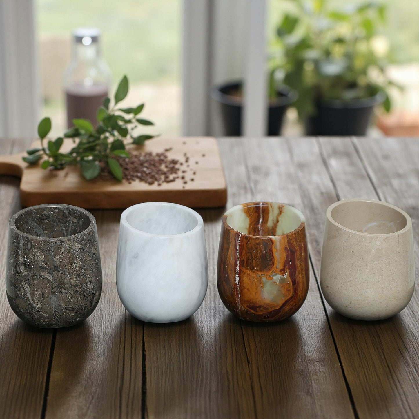 Marble Wine Chiller Slanted Shape - White