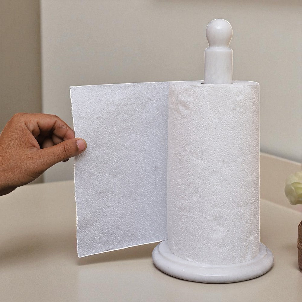 Marble Paper Towel Holder - White