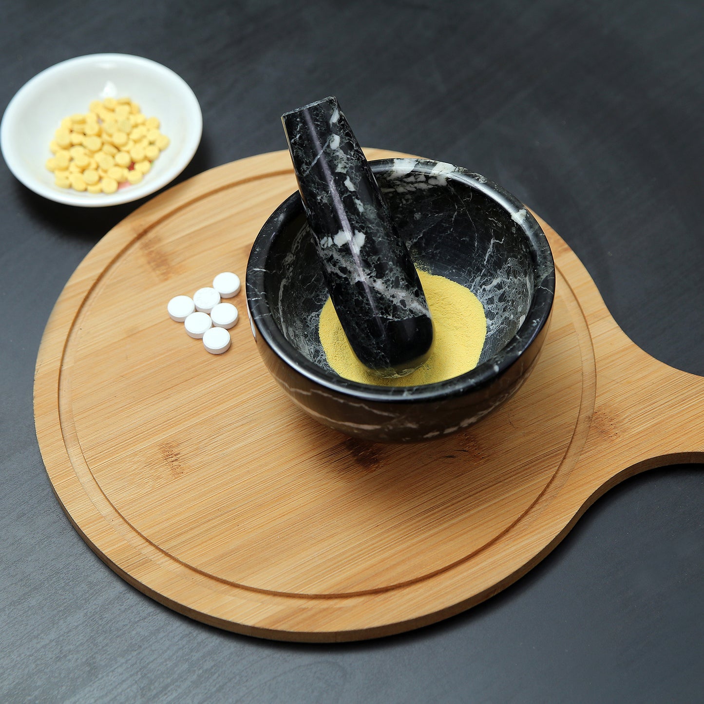 Exquisite Marble Mortar and Pestle Set (5 inch)- Your Ultimate Kitchen Essential for Grinding Spices, Making Guacamole, Salsa, Pesto, and Crushing Pills