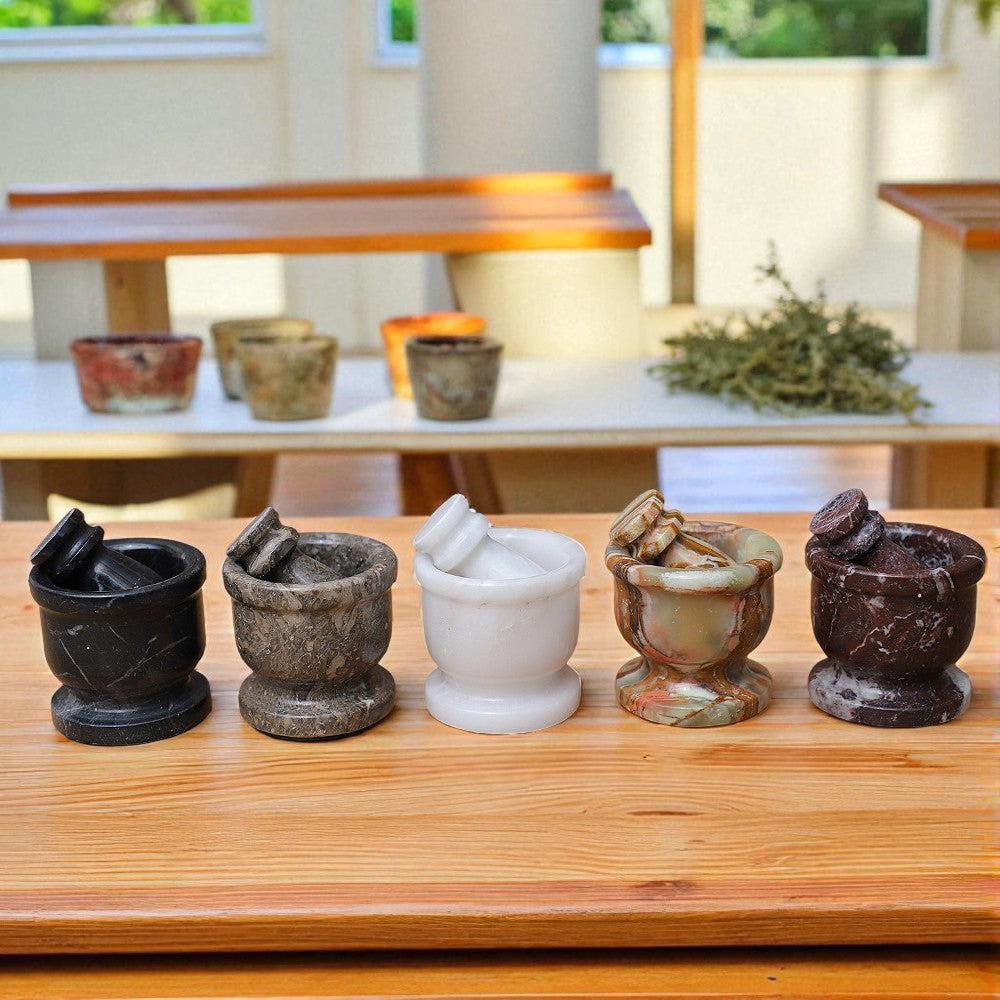 Exquisite Marble Mortar and Pestle Set (2.5 inch) - Your Ultimate Kitchen Essential for Grinding Spices, Making Guacamole, Salsa, Pesto, and Crushing Pills