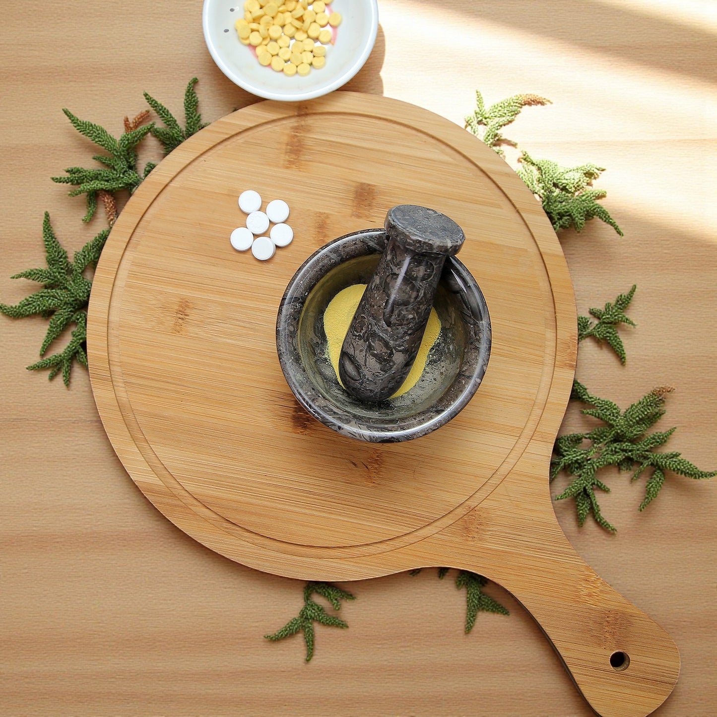 Marble Mortar and Pestle Set (4 inches) Grey