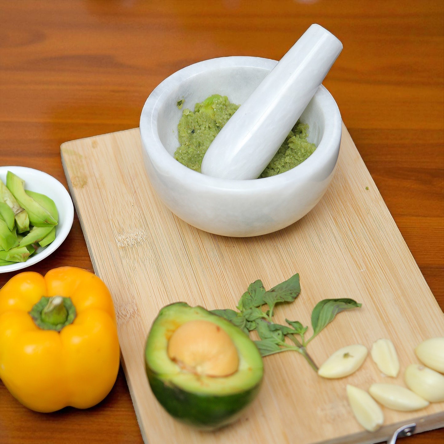 Marble Mortar and Pestle Set (5 inch) White