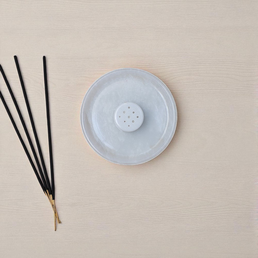 Marble Serenity Incense Holder White