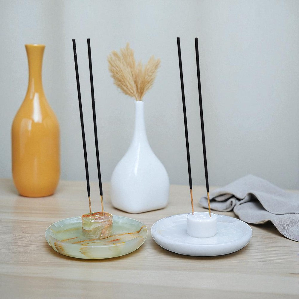 Marble Serenity Incense Holder White