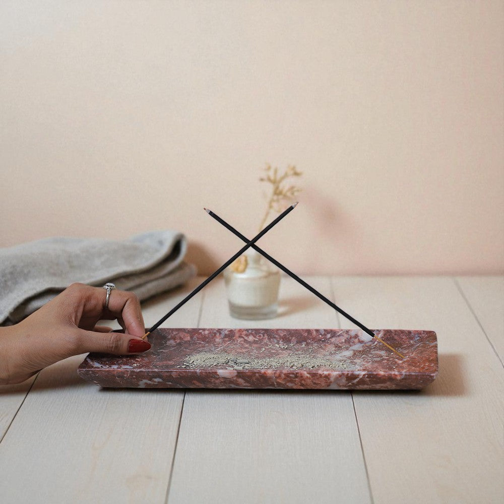 Marble Incense Holder Rosso