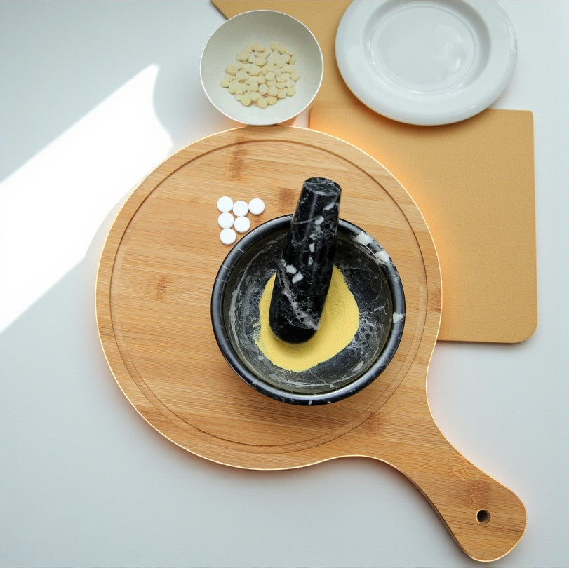 Marble Mortar and Pestle Set (5 inch) Black Zebra