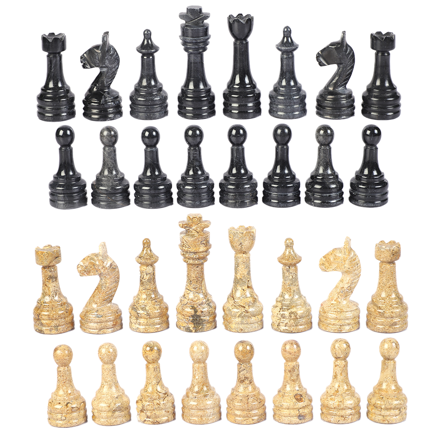 Marble Hives Luxury Handmade Marble Chess Set – Black and Coral