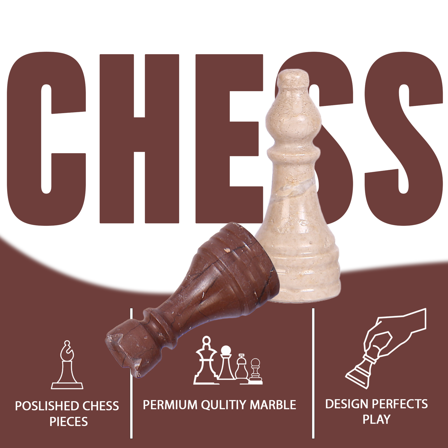 Marble Hives Luxury Handmade Marble Chess Set β Marina & Beige