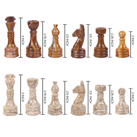 Coral & Brown Chess Figures