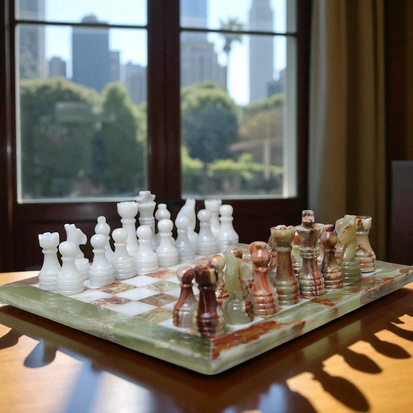 Marble Hives Luxury Handmade Marble Chess Set -Green and White -10 Inch