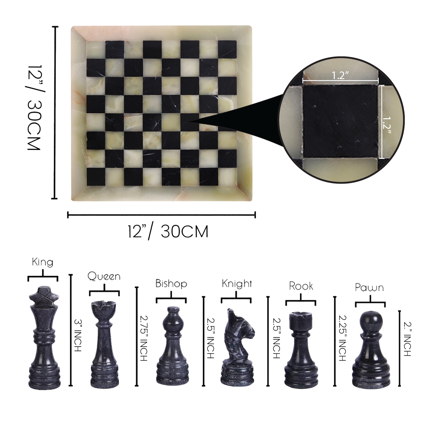Marble Hives Luxury Handmade Marble Chess Set – Green and Black