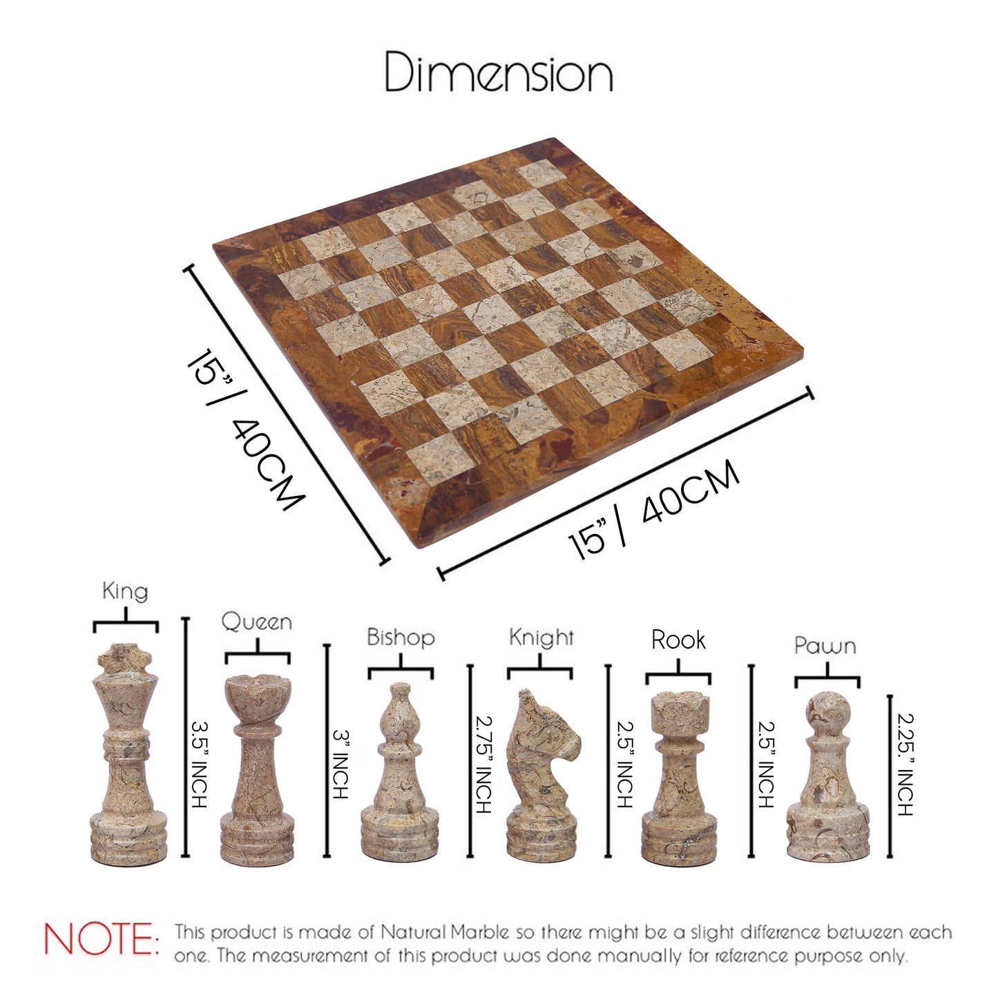 15 Inch Red and Coral Fancy Chess Set
