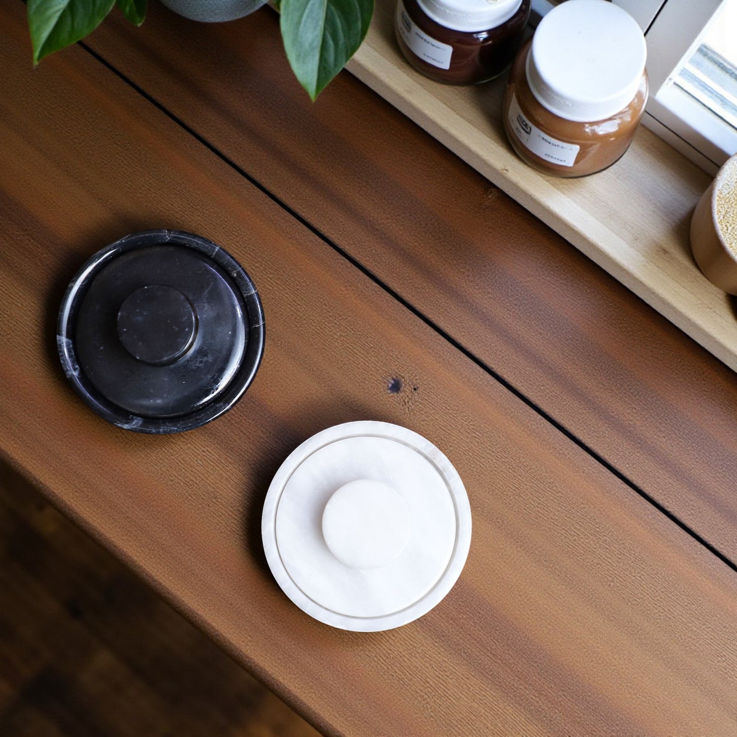 Marble Salt Cellar Set with Lid (Pack of 2) White and Black Zebra