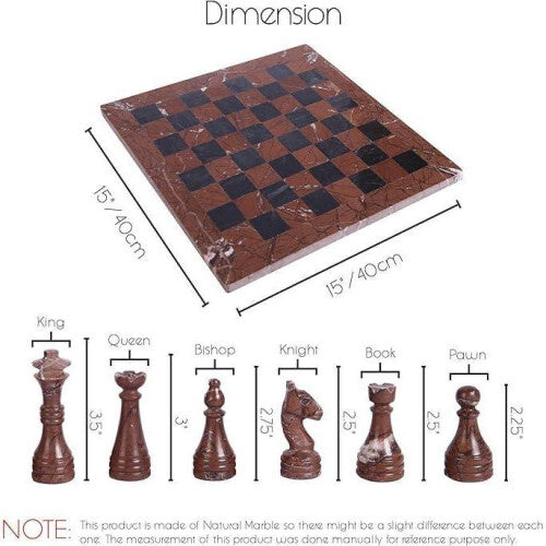 Handmade Marble Chess Set - Marina & Black (15 x 15 Inches) - Chess Sets for Adults - Premium Quality Chess Boards - Fancy Chess Boards